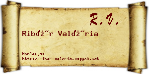 Ribár Valéria névjegykártya
